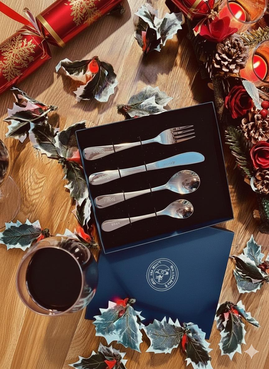 Viners 4 piece Childs Cutlery Set Engraved with a bespoke gift box