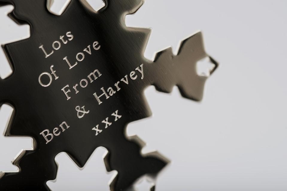Personalised Engraved Snowflake Decoration Free Delivery