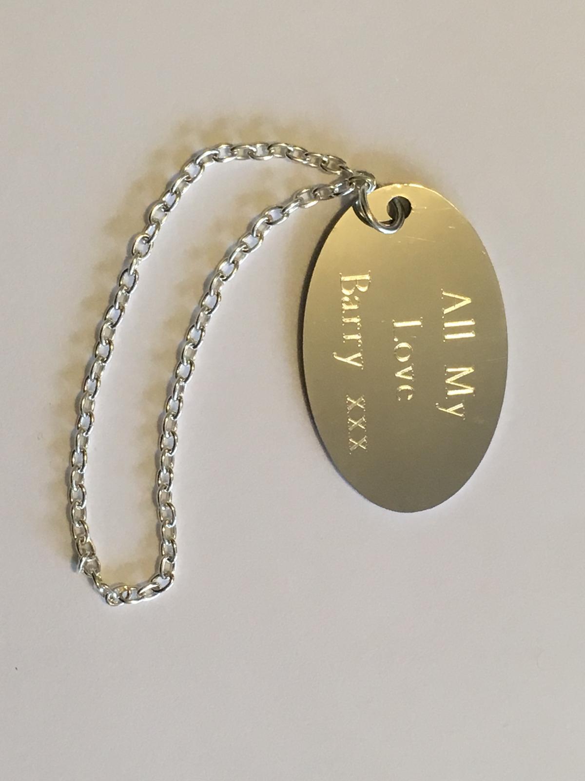 Personalised Engraved Silver Plated Enameled Orchid Valentines Day Wedding Gift