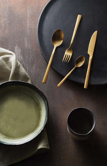 Antique Gold Stonewashed Gold Stainless Steel Cutlery Set