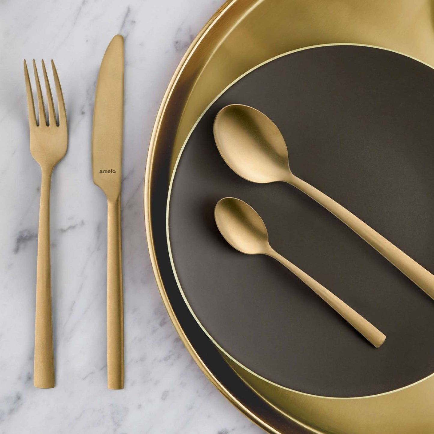 Antique Gold Stonewashed Gold Stainless Steel Cutlery Set