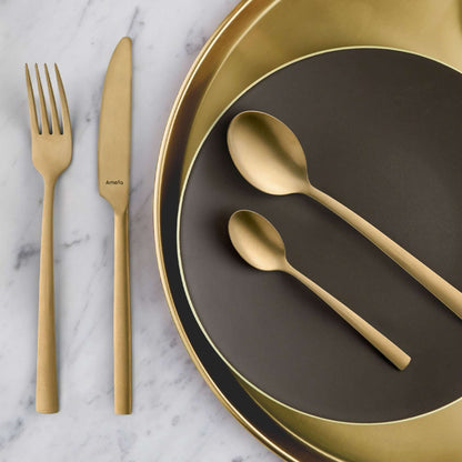 Antique Gold Stonewashed Gold Stainless Steel Cutlery Set
