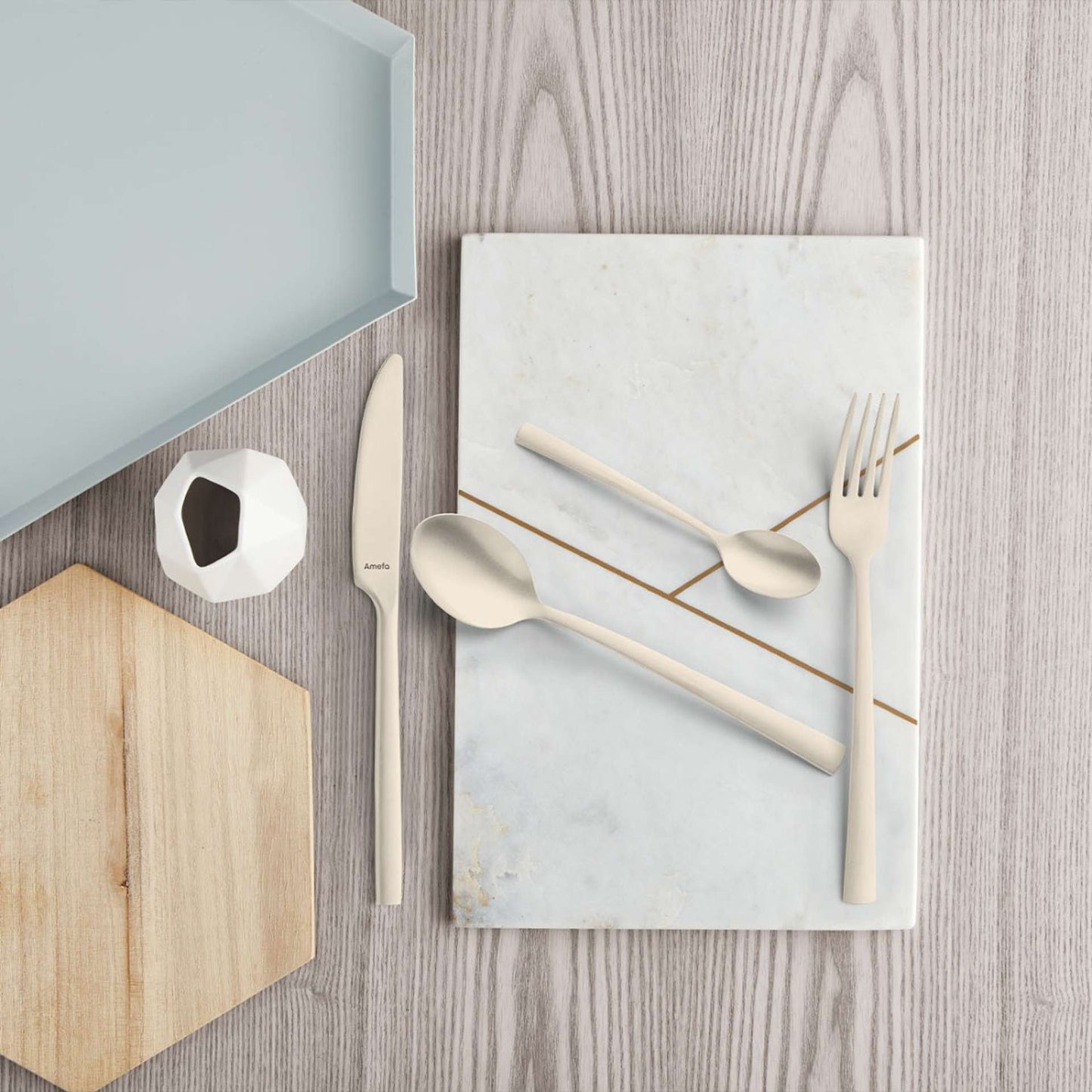 Champagne Stonewashed Stainless Steel Personalised Engraved Cutlery Set