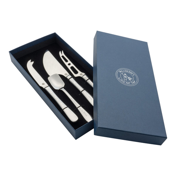 Personalised Engraved 4 Piece Cheese Knife Set With Bespoke Presentation Box