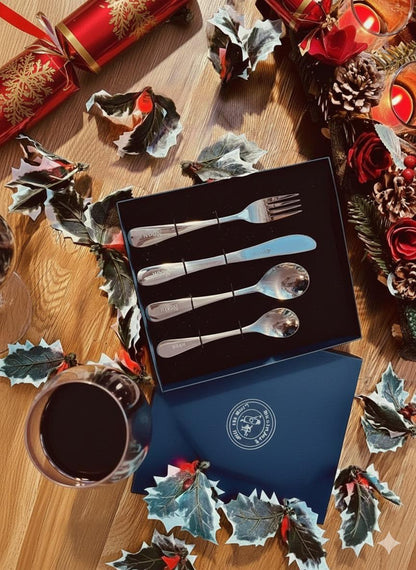 Viners 4 piece Childs Cutlery Set Engraved with a bespoke gift box