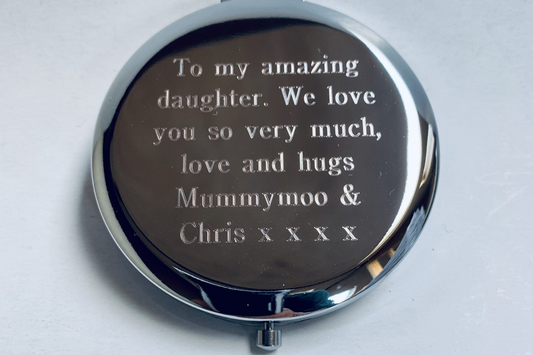 Compact Mirror With Engraved Message