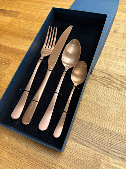Copper Coated Cutlery Set: Personalised Engraved Copper Wedding Anniversary Gift