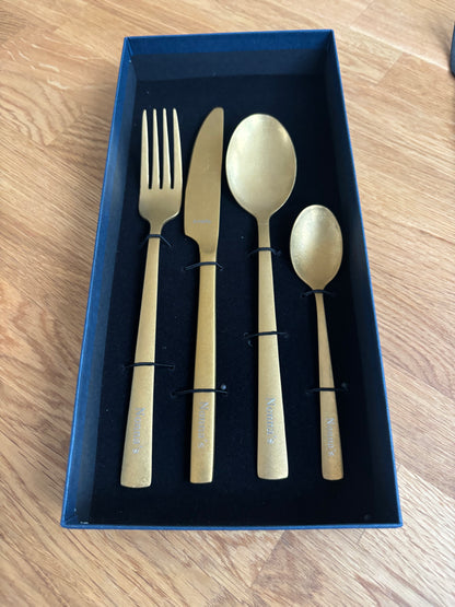 Antique Gold Stonewashed Gold Stainless Steel Cutlery Set