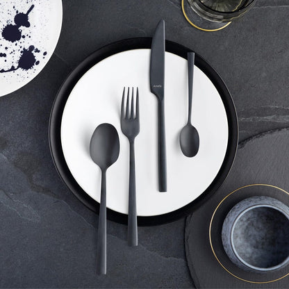 Personalised Black Stainless Steel Cutlery Set: Engraved Wedding Anniversary Gift