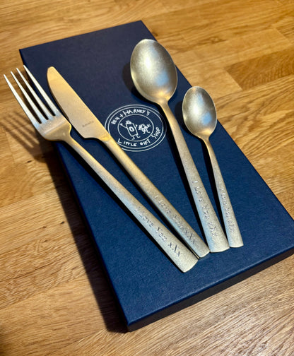Champagne Stonewashed Stainless Steel Personalised Engraved Cutlery Set