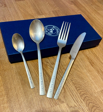 Champagne Stonewashed Stainless Steel Personalised Engraved Cutlery Set