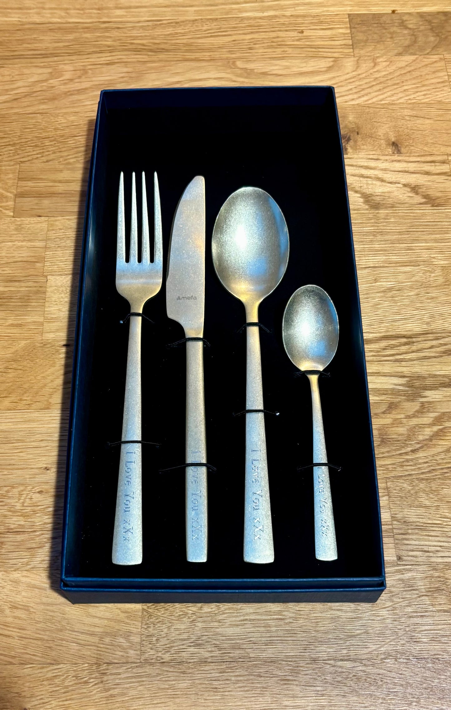 Champagne Stonewashed Stainless Steel Personalised Engraved Cutlery Set