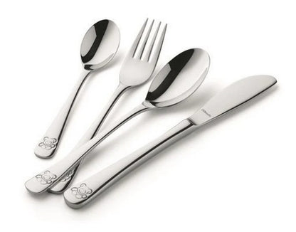 Teddy Bear 4 Piece Childrens 18/10  Stainless Steel Cutlery Set in bespoke presentation box Professionally Engraved with recipients name