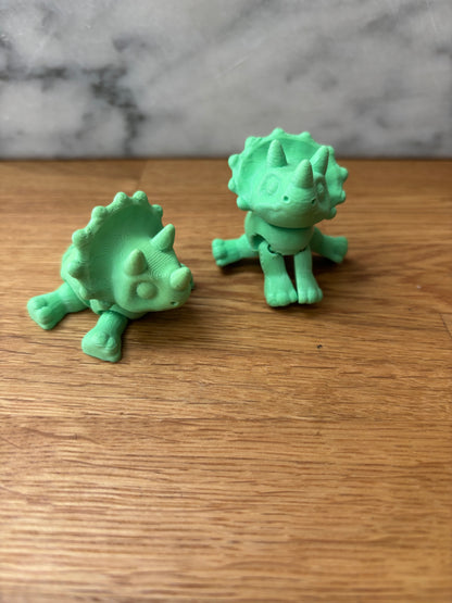 3D Printed Triceratops Toy or Keyring with Articulated Limbs, Head, Tail