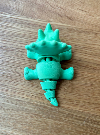 3D Printed Triceratops Toy or Keyring with Articulated Limbs, Head, Tail