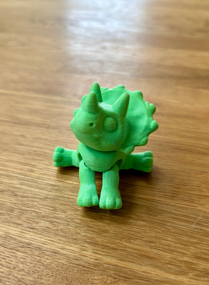 3D Printed Triceratops Toy or Keyring with Articulated Limbs, Head, Tail