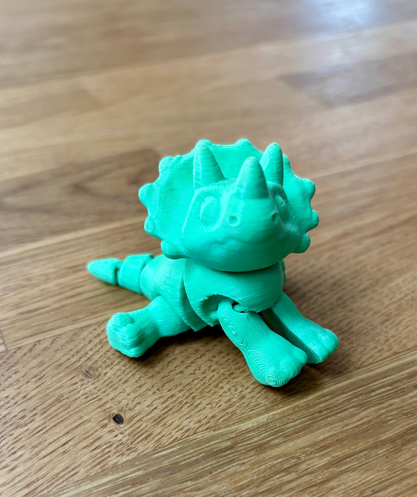 3D Printed Triceratops Toy or Keyring with Articulated Limbs, Head, Tail