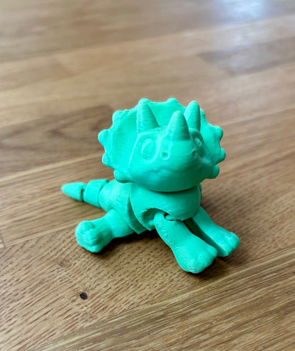 3D Printed Triceratops Toy or Keyring with Articulated Limbs, Head, Tail