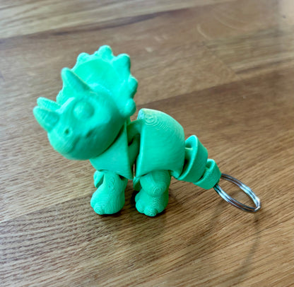 3D Printed Triceratops Toy or Keyring with Articulated Limbs, Head, Tail