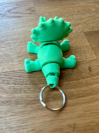 3D Printed Triceratops Toy or Keyring with Articulated Limbs, Head, Tail