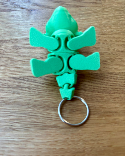 3D Printed Triceratops Toy or Keyring with Articulated Limbs, Head, Tail