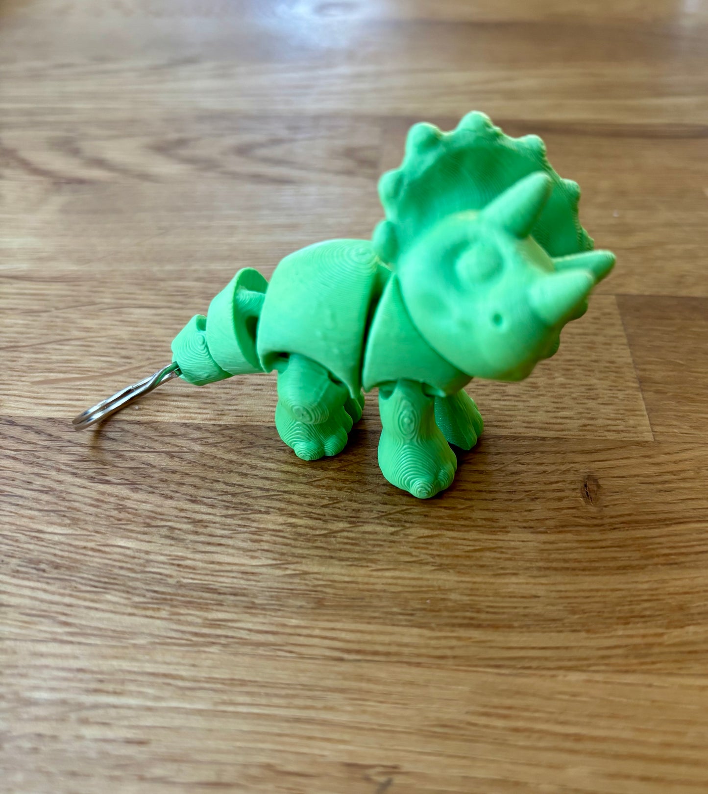 3D Printed Triceratops Toy or Keyring with Articulated Limbs, Head, Tail