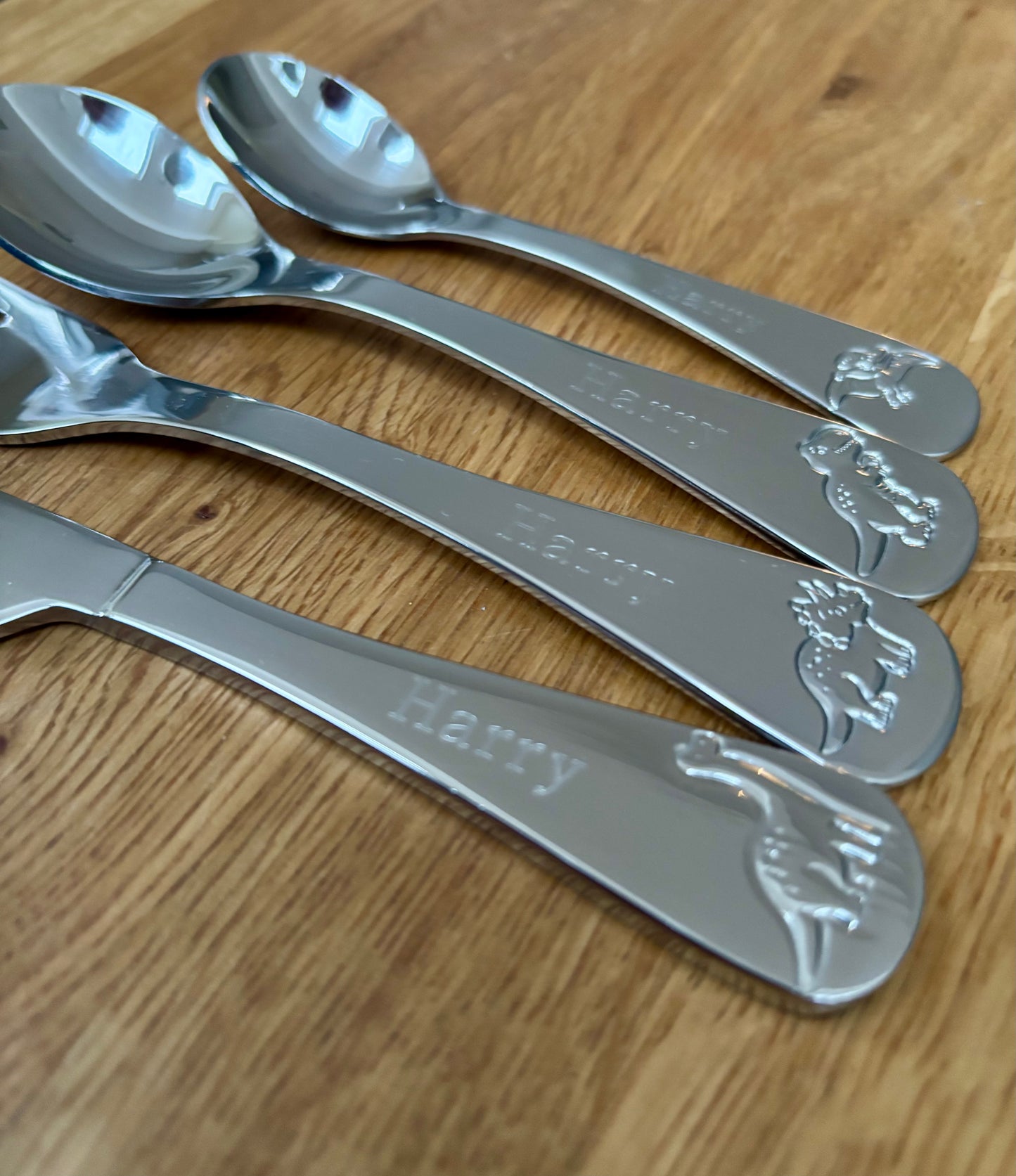 Personalised Children's Dinosaur Cutlery Set: Viners Engraved Roarsome, Stainless Steel Christening Christmas Gift