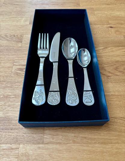 Personalised Unicorn Stars Hearts and Rainbow Cutlery Set - Viners Kids Engraved Silverware