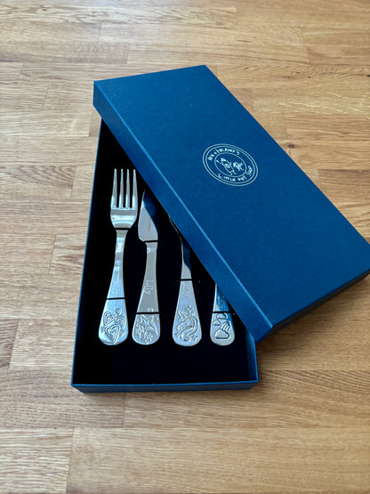 Personalised Unicorn Stars Hearts and Rainbow Cutlery Set - Viners Kids Engraved Silverware