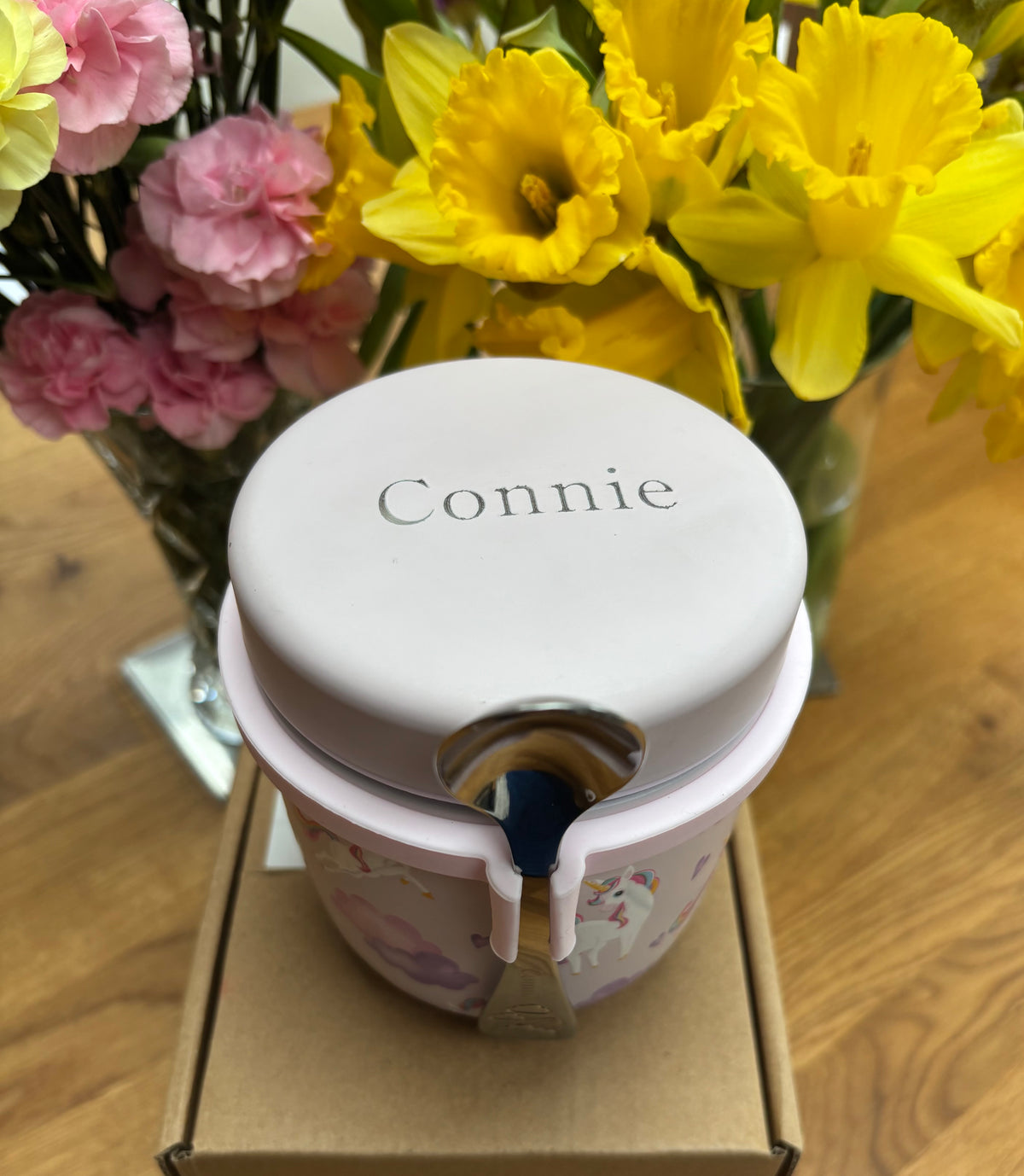 Personalised Viners Unicorn Fairytale food flask and spoon