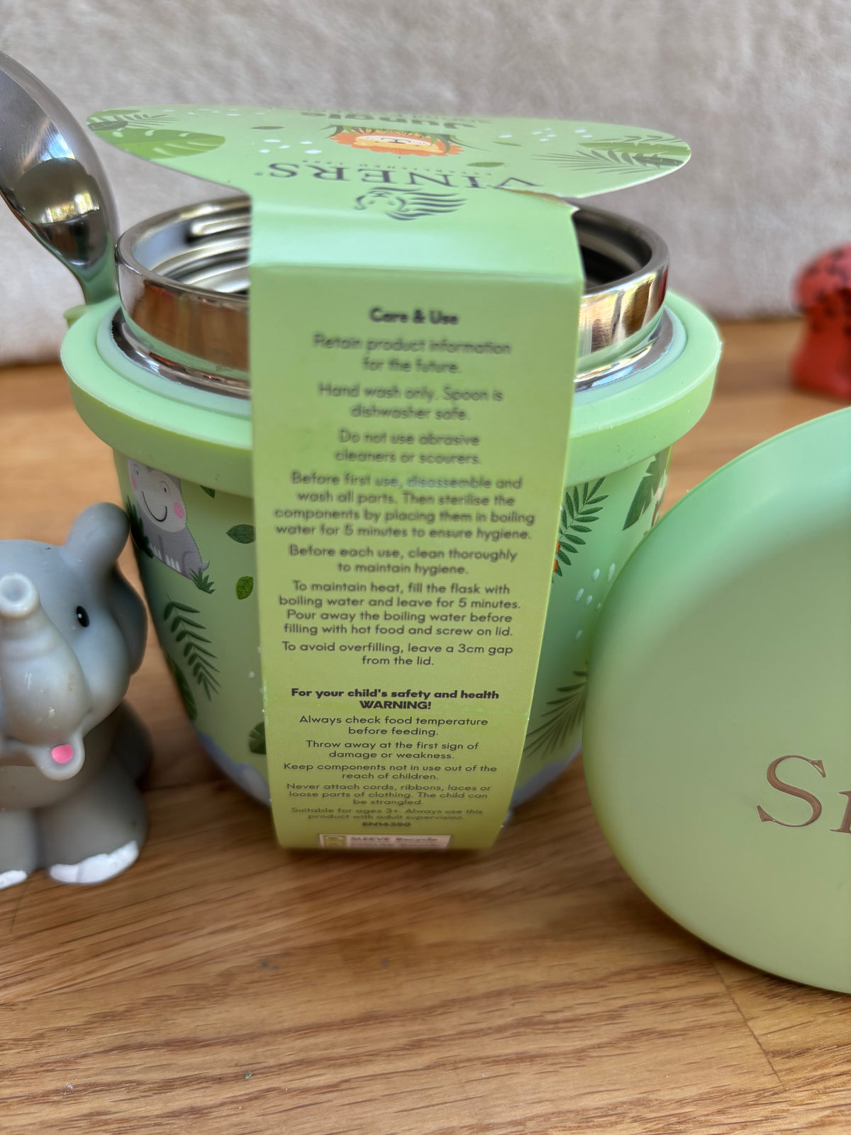 Personalised Viners Jungle animal food flask and spoon set