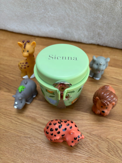 Personalised Viners Jungle animal food flask and spoon set