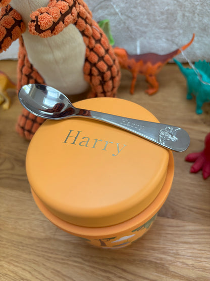 Personalised Viners Dinosaur food flask and spoon set