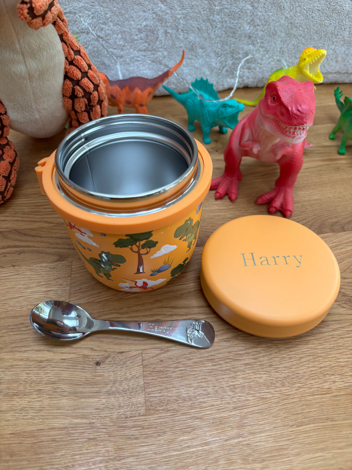 Personalised Children's Dinosaur Cutlery Set: Viners Engraved Roarsome, Stainless Steel Christening Christmas Gift