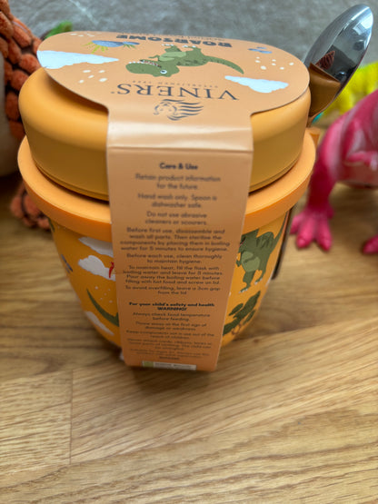 Personalised Viners Dinosaur food flask and spoon set