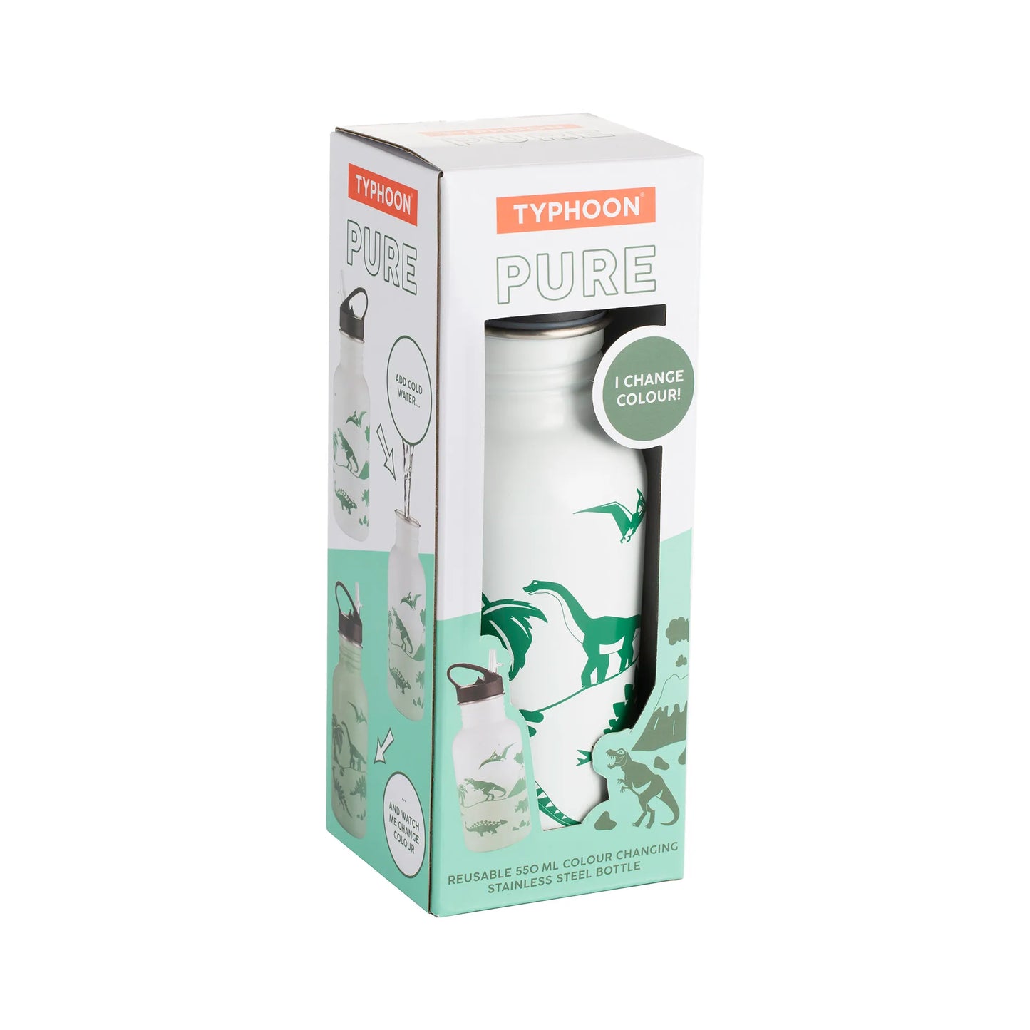 Dinosaur Colour Change stainless steel Water Bottle 550ml