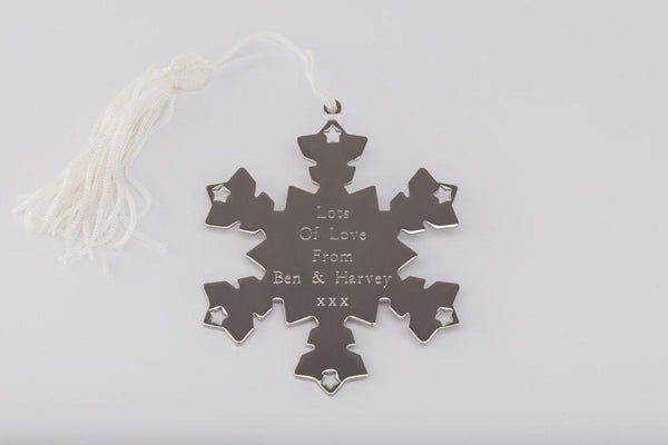 Personalised Engraved Snowflake Decoration Free Delivery