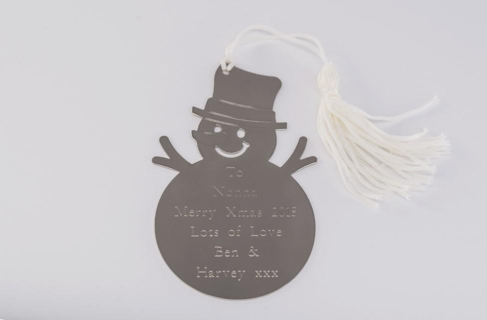 Personalised Engraved Snowman Decoration Free Delivery