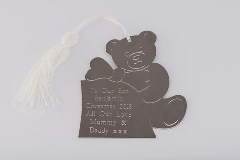 Personalised Engraved Teddy Bear Decoration Free Delivery