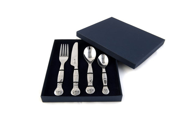 Children's Personalised Engraved Football Cutlery Set With Bespoke Presentation Box Free Delivery