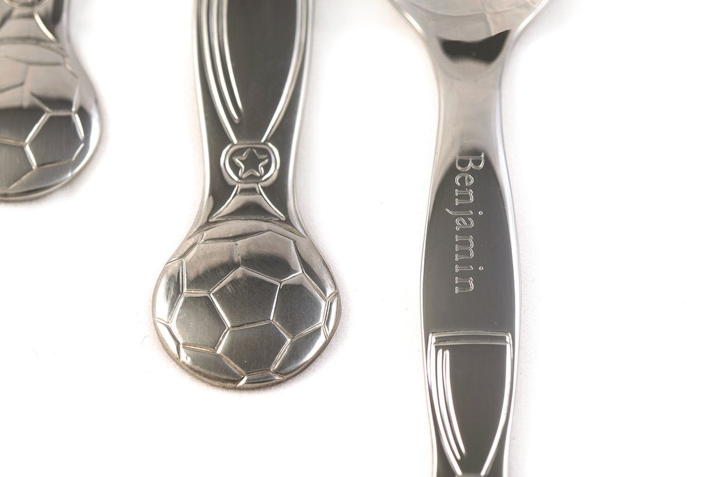 Children's Football Cutlery Set With Bespoke Presentation Box Free Delivery