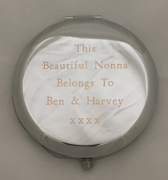 Compact Mirror With Engraved Message