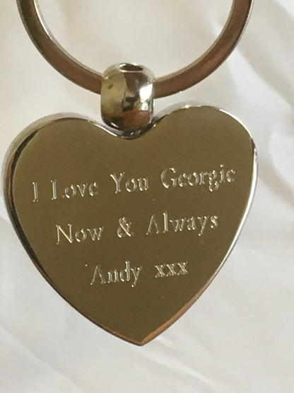 Engraved Heart Shaped Keyring