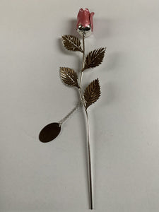 Large Silver Plated Pink Rose