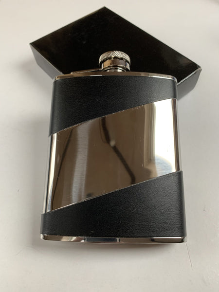 Leather bound 6oz Hip Flask Engraved with your message