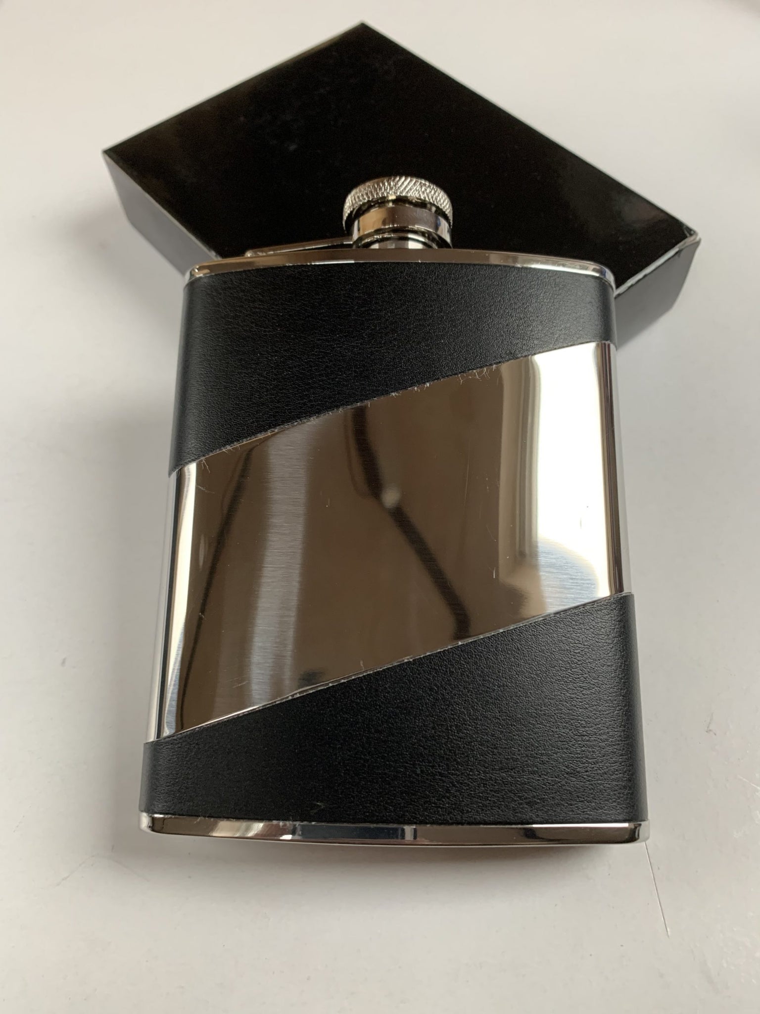 Leather bound 6oz Hip Flask Engraved with your message