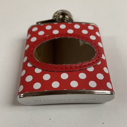 Leather Red and White Polka dot clad hip flask engraved with your message