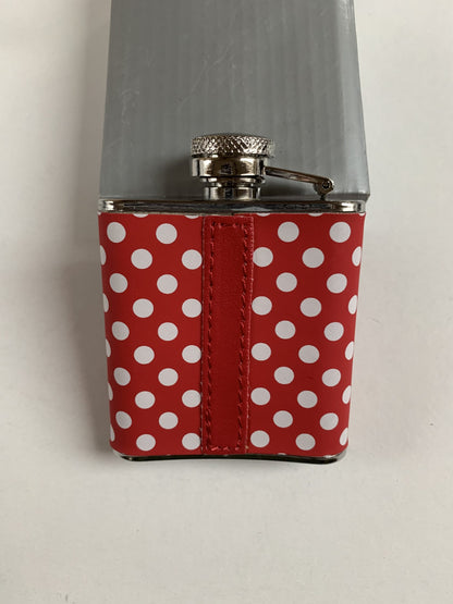 Leather Red and White Polka dot clad hip flask engraved with your message