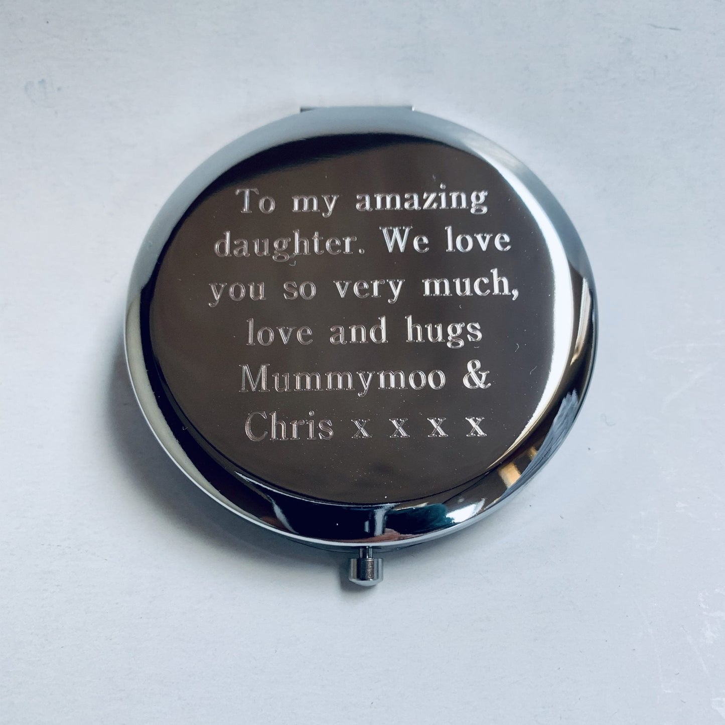 Compact Mirror With Engraved Message