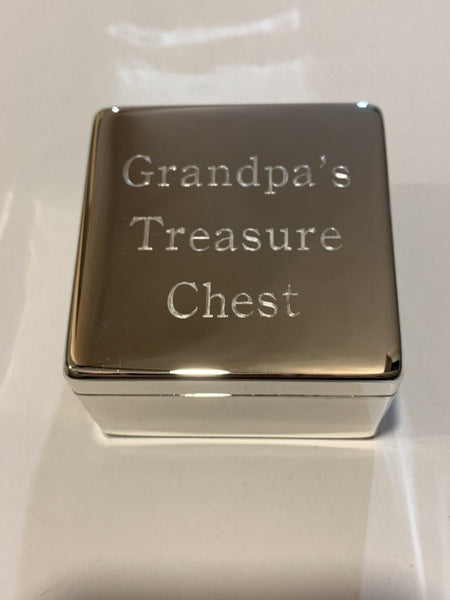 Personalised Silver Plated Square Hinged Trinket Box